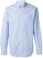 Canali Plaid Shirt, Men's, Size: Medium, Blue, Cotton
