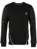 Philipp Plein Zipped Biker Patch Sweatshirt - Black