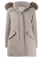 Woolrich Fur-trimmed Hooded Zip-up Coat - Neutrals