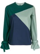 Bodice Paneled Top In Merino Wool - Green