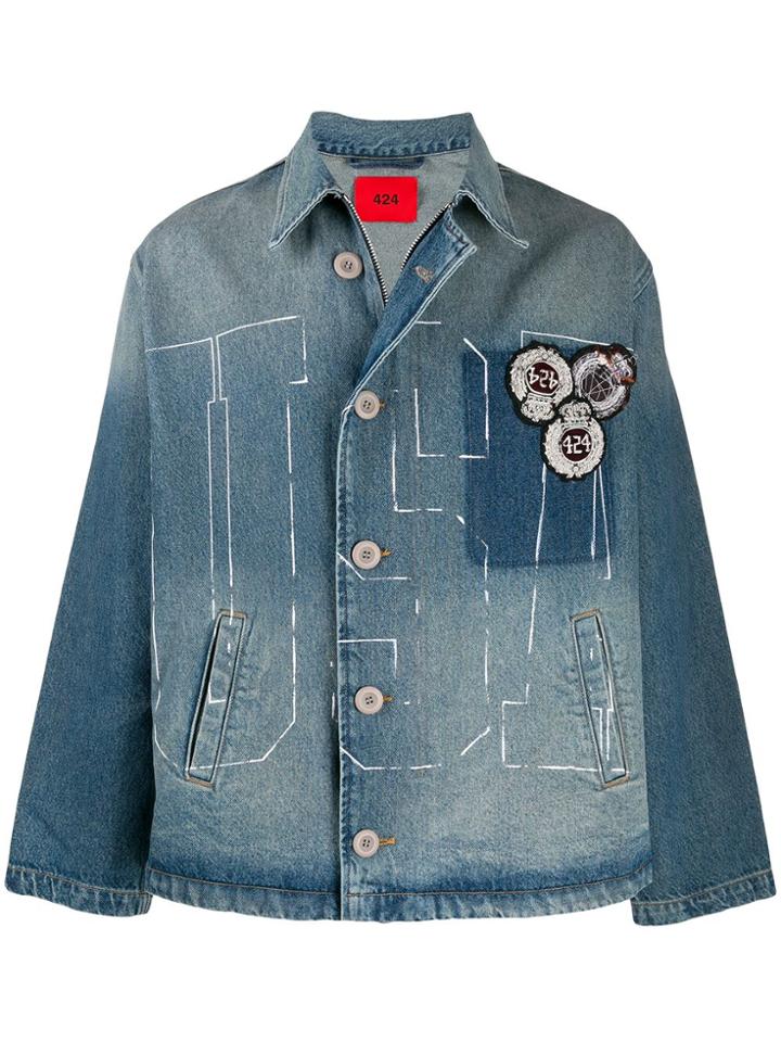 424 Patchwork Denim Jacket - Blue