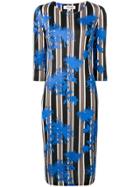 Dvf Diane Von Furstenberg Floral Print Striped Dress - Blue
