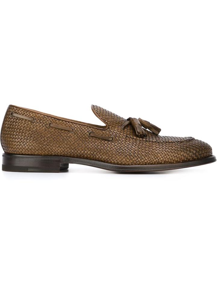 Henderson Baracco Woven Tassel Loafers, Men's, Size: 43.5, Brown, Leather