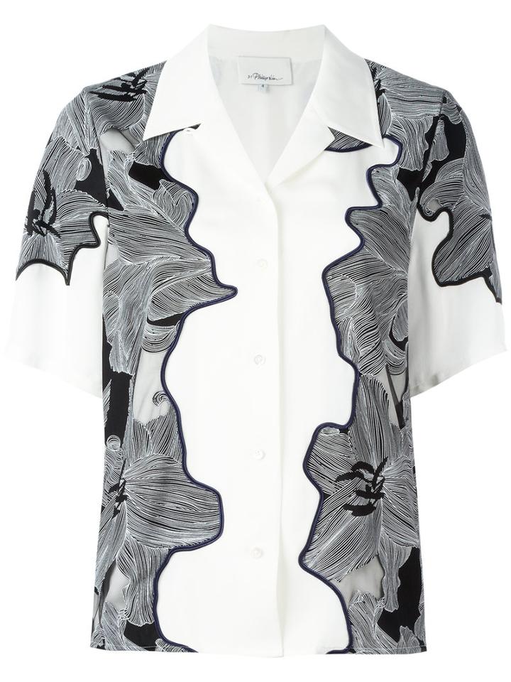 3.1 Phillip Lim Surf Floral Shirt, Women's, Size: 2, White, Silk/viscose/polyamide