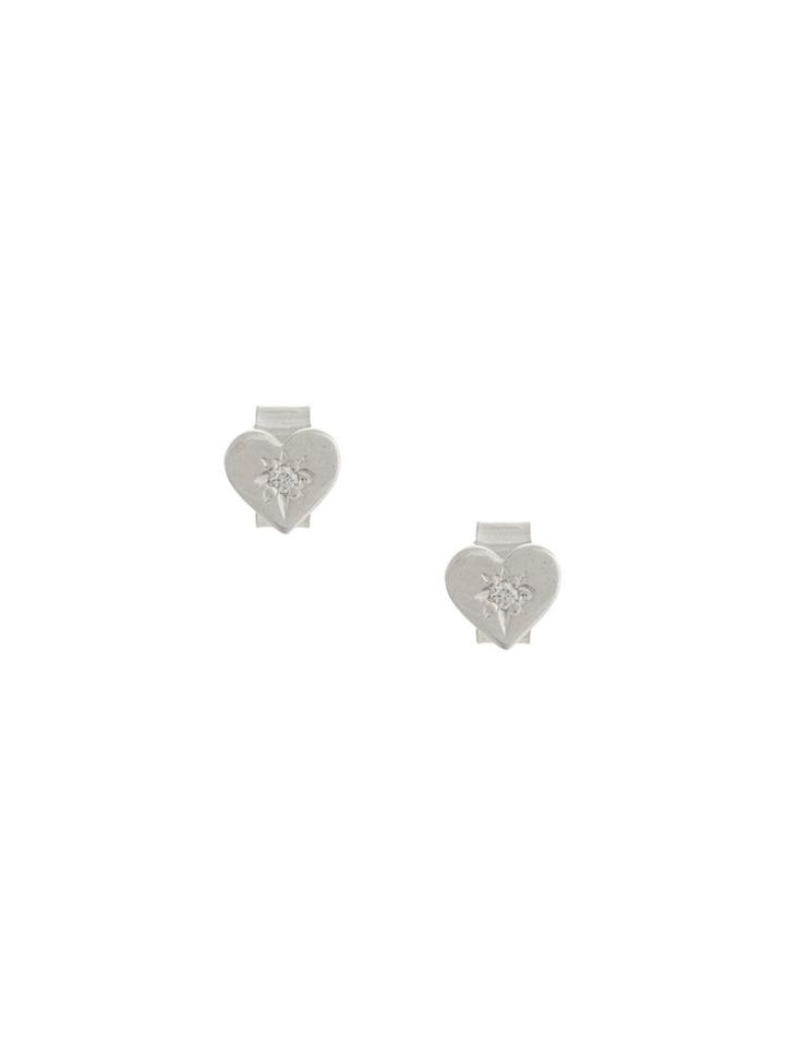 Meadowlark Diamond Heart Stud Earrings - Metallic