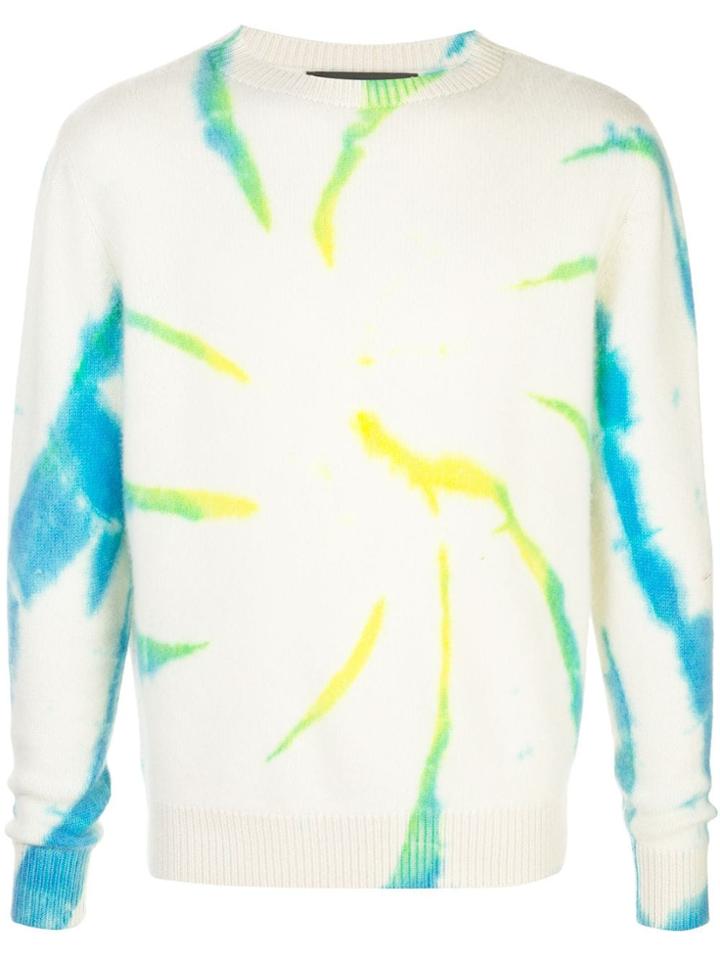 The Elder Statesman Cyclone Tie-dye Cashmere Jumper - White