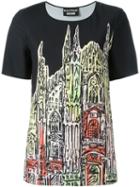 Boutique Moschino Cathedral Print T-shirt, Women's, Size: 42, Black, Polyester/other Fibers
