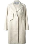 Carven Oversized Coat, Women's, Size: 42, Nude/neutrals, Linen/flax/cotton/acetate/viscose