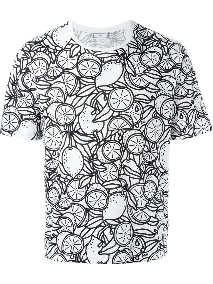 Ami Alexandre Mattiussi Ami Alexandre Mattiussi X Tobias Gutmann Lemons Print T-shirt, Men's, Size: Medium, White, Cotton