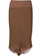Rick Owens Pleated Back Skirt, Women's, Size: 40, Brown, Silk/viscose