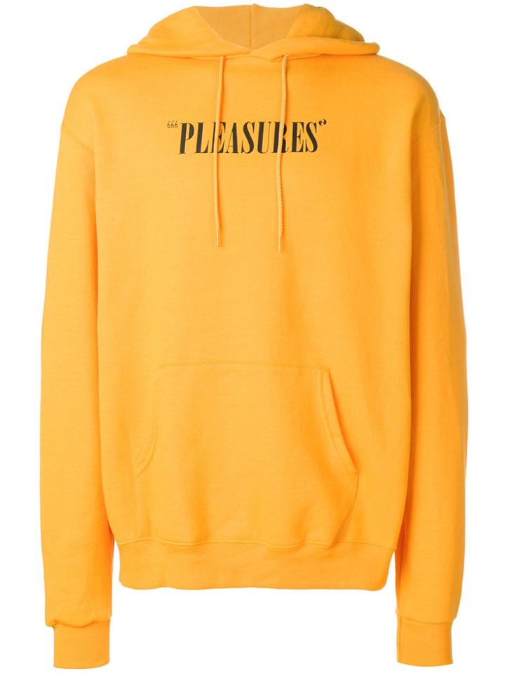 Pleasures Logo Print Hoodie - Yellow & Orange