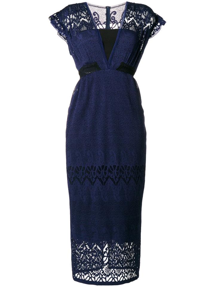 Three Floor Dusck Cap Sleeve Dress - Blue