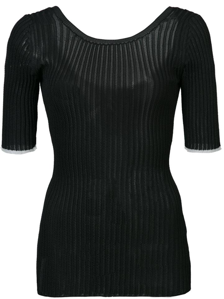 Proenza Schouler Ribbed Scoop Back Top - Black