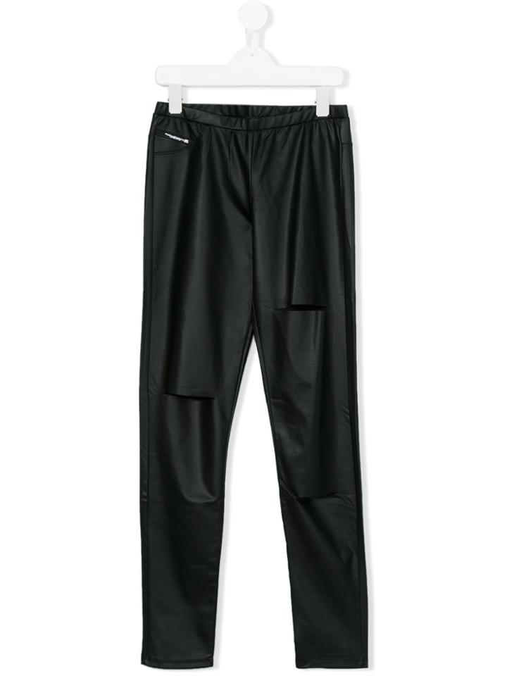 Diesel Kids Teen Knee Slash Coated Leggings - Black