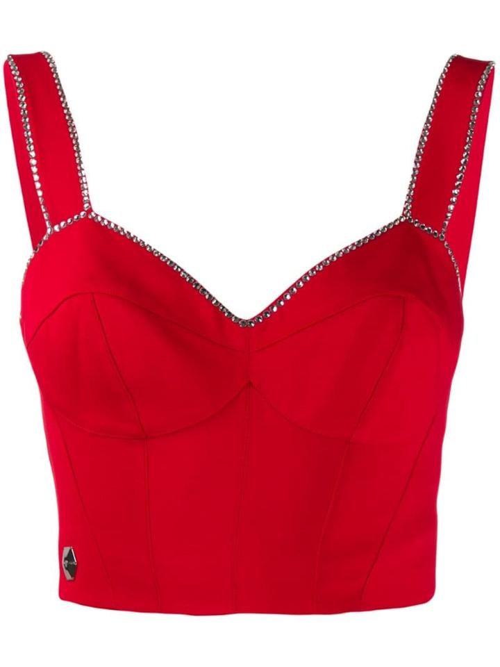 Philipp Plein Embellished Crop Top - Red