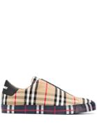 Burberry Check Slip On Sneakers - Brown