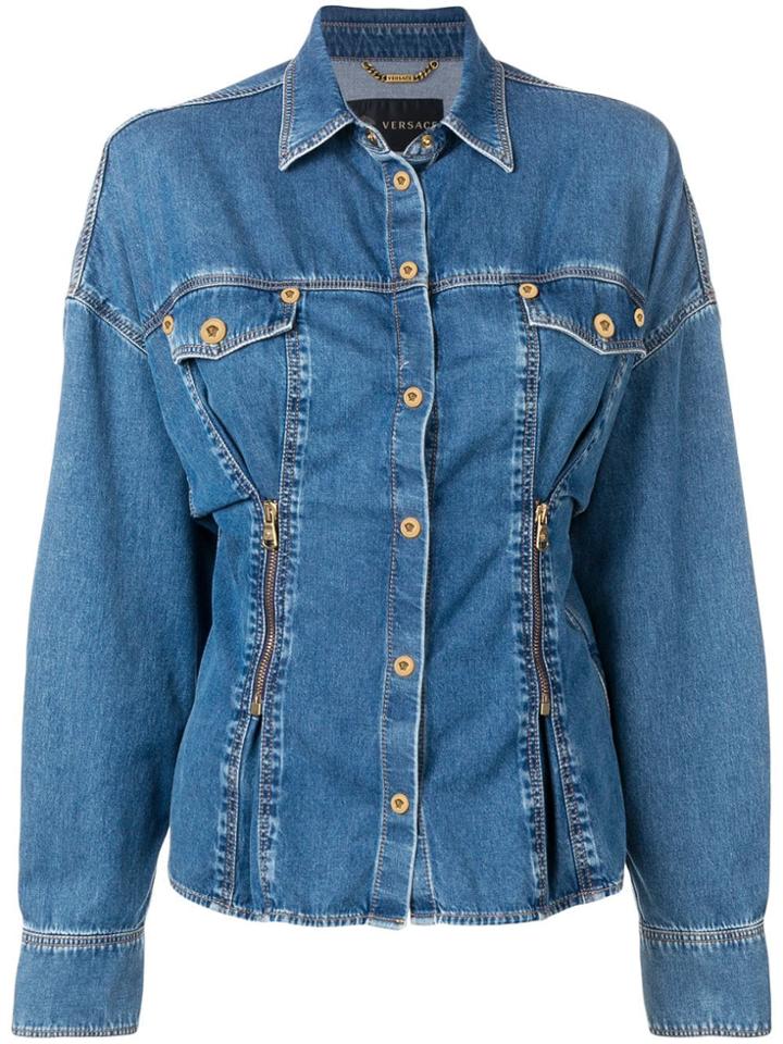 Versace Cinched Denim Shirt - Blue
