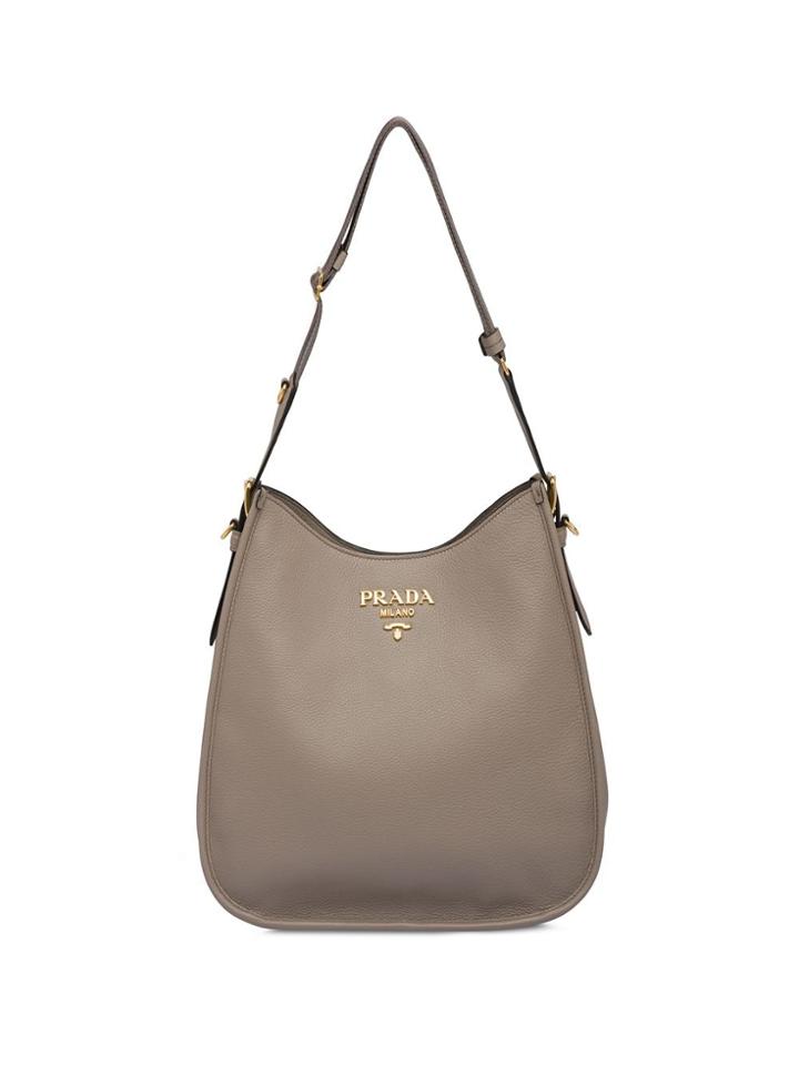 Prada Front Logo Hobo Bag - Grey