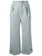 Fad Three Turn Up Hem Trousers, Women's, Size: Small, Grey, Acetate