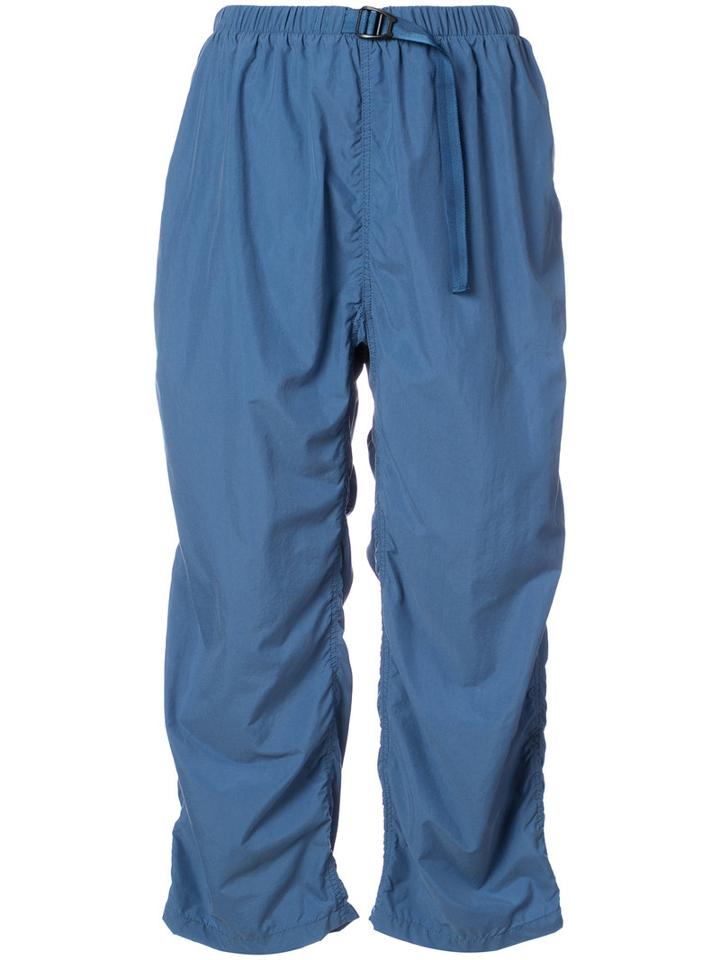 Undercover - Ruched Cropped Trousers - Women - Nylon - 1, Blue, Nylon