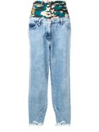 Natasha Zinko Panelled Wide Leg Jeans - Blue