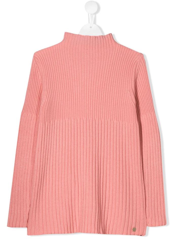Simonetta Teen Ribbed Long-sleeve Sweater - Pink