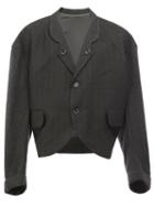 Christopher Nemeth Pinstripe Cropped Blazer, Men's, Black, Polyester/cupro/wool/nylon