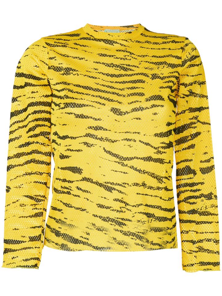 Aries Sheer Animal Print Top - Yellow & Orange