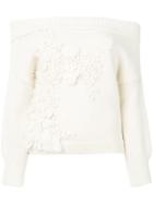 Delpozo Textured Bardot Jumper - Nude & Neutrals