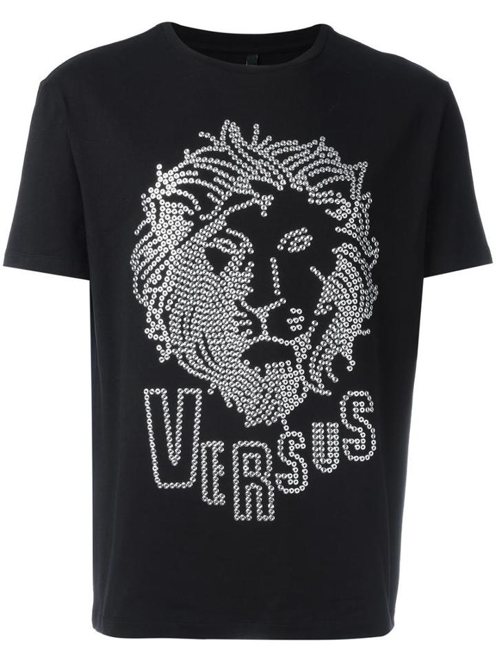 Versus Embellished Logo T-shirt, Men's, Size: Xs, Black, Cotton/spandex/elastane