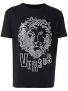 Versus Embellished Logo T-shirt, Men's, Size: Xs, Black, Cotton/spandex/elastane