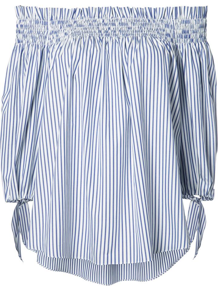Caroline Constas Striped Off-shoulder Blouse, Women's, Size: Xs, Blue, Cotton
