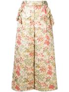 Simone Rocha Floral Brocade Cropped Trousers - Green