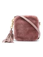 Serpui Leather Fur Clutch - Pink & Purple