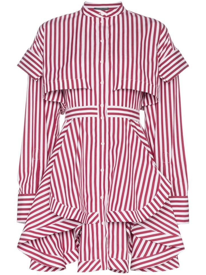 Alexander Mcqueen Deconstructed Mini Shirt Dress - Red