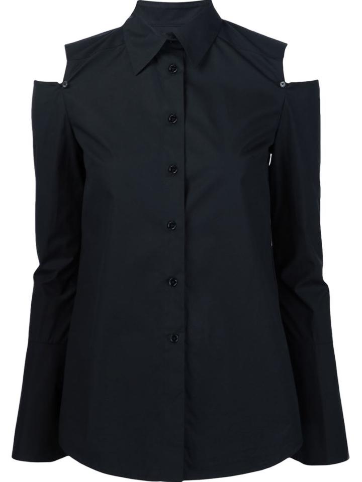 Derek Lam Cut-out Shoulders Shirt, Women's, Size: 38, Black, Cotton/spandex/elastane