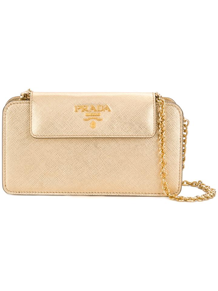 Prada Metallic Chain Clutch Bag