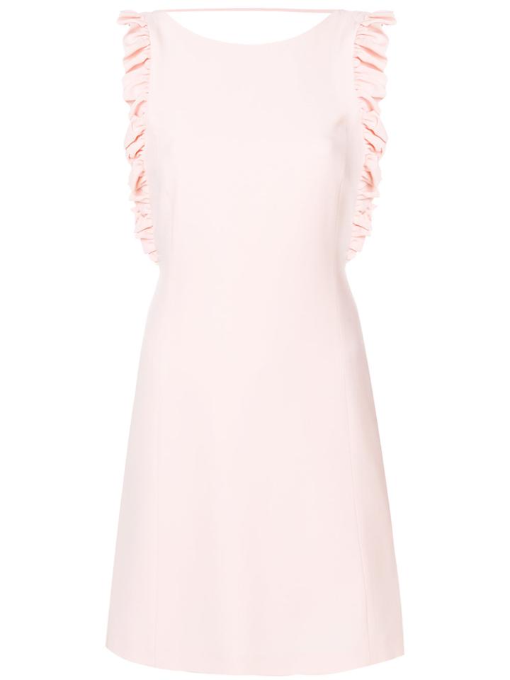 Patrizia Pepe Fitted Ruffle Trim Mini Dress - Nude & Neutrals