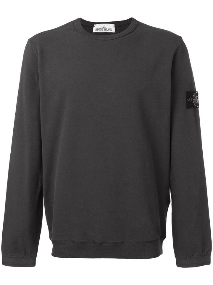Stone Island Long Sleeved Logo Patch Sweater - Grey