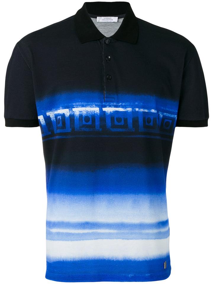 Versace - Greca Contrast Stripe Polo - Men - Cotton - L, Blue, Cotton