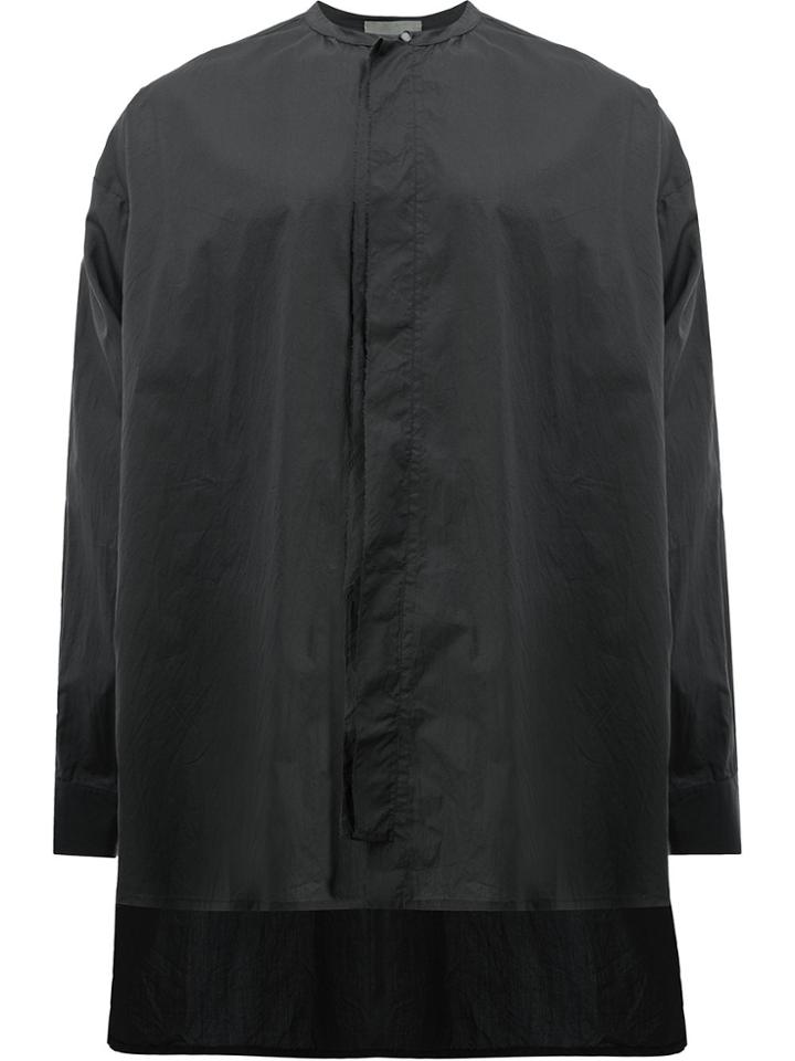 Di Liborio Collarless High Low Hem Shirt - Black