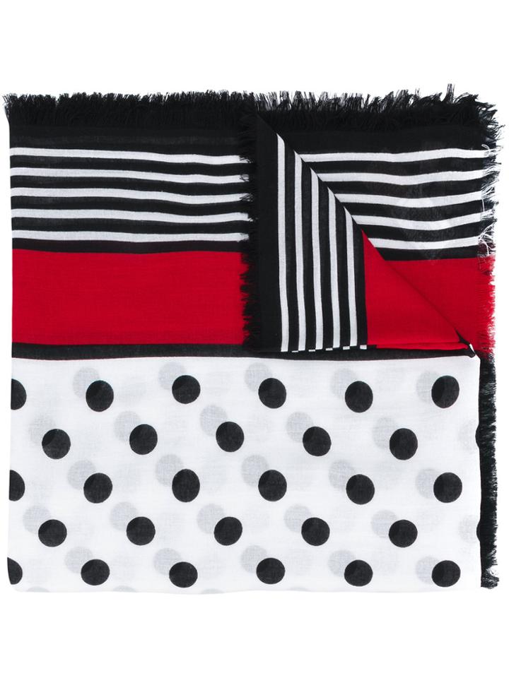 Burberry Dot And Stripe Square Scarf - Black