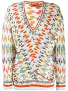 Missoni V-neck Patterned Sweater - White