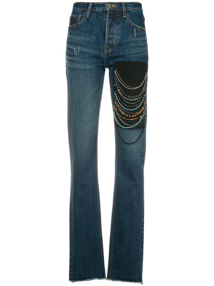 Hyein Seo Beaded Detail Flared Jeans - Blue