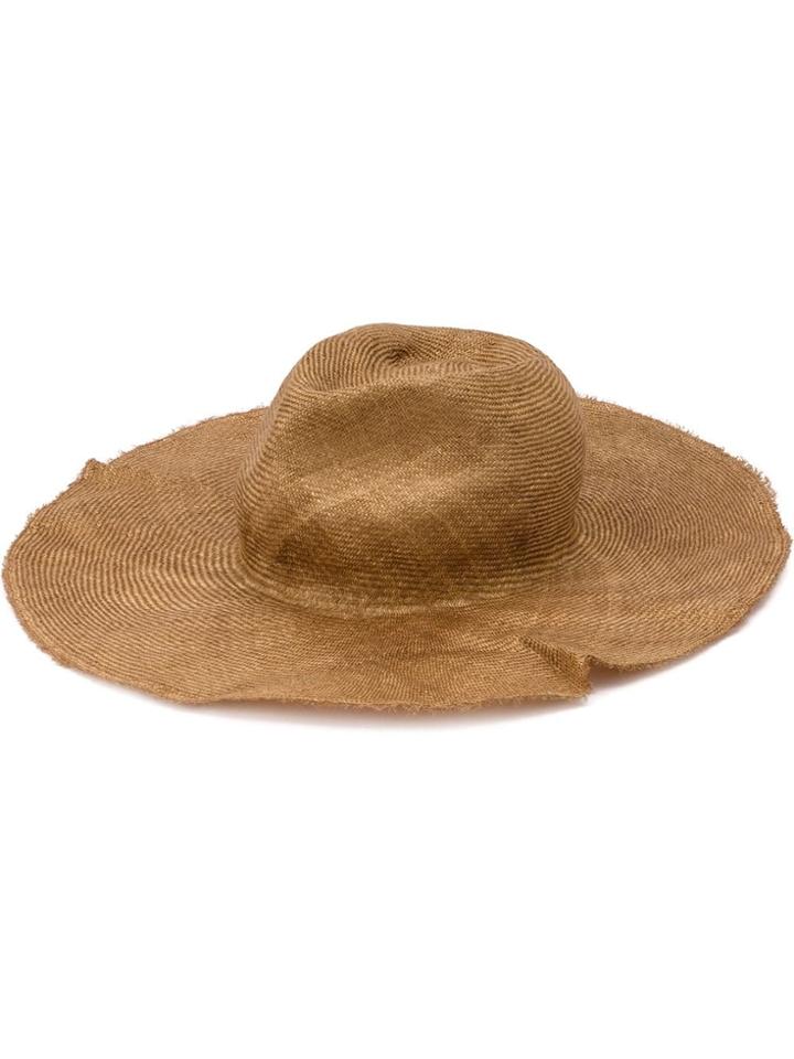 Ann Demeulemeester Wide Straw Hat - Brown