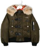 Dsquared2 Kids Fur Trimmed Hooded Jacket, Boy's, Size: 10 Yrs, Green