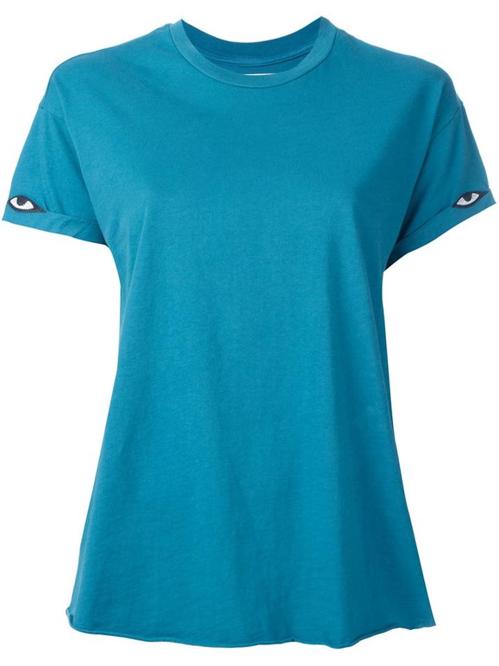 Sandrine Rose Eye Embroidery T-shirt, Women's, Size: Small, Blue, Cotton