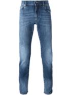 Dolce & Gabbana Straight Leg Jeans, Men's, Size: 54, Blue, Cotton/calf Leather/spandex/elastane