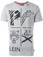 Plein Sport Multi Print T-shirt, Men's, Size: Xl, Grey, Cotton