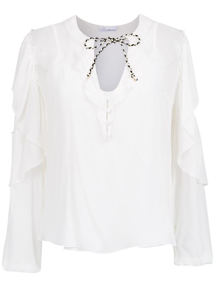 Nk Silk Ruffled Blouse - White
